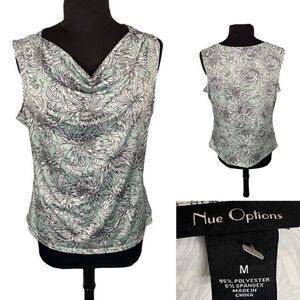 Nue Options Sleeveless Cowl Neck Printed Casual Tank Top Size M
